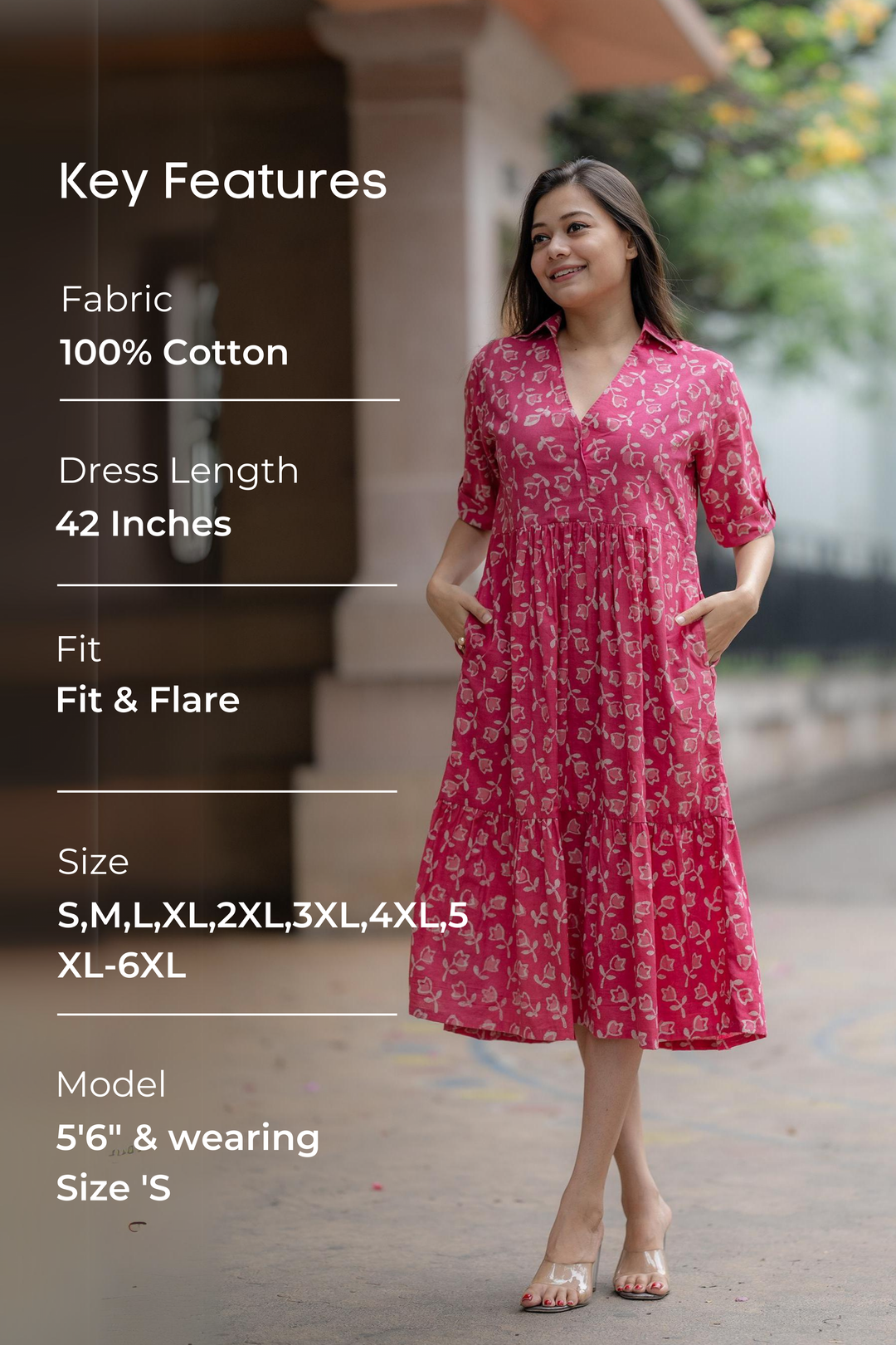 Lotus Fit-and-Flare Collared Dress