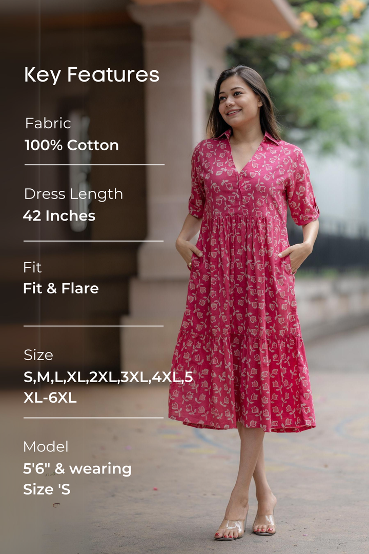 Lotus Fit-and-Flare Collared Dress