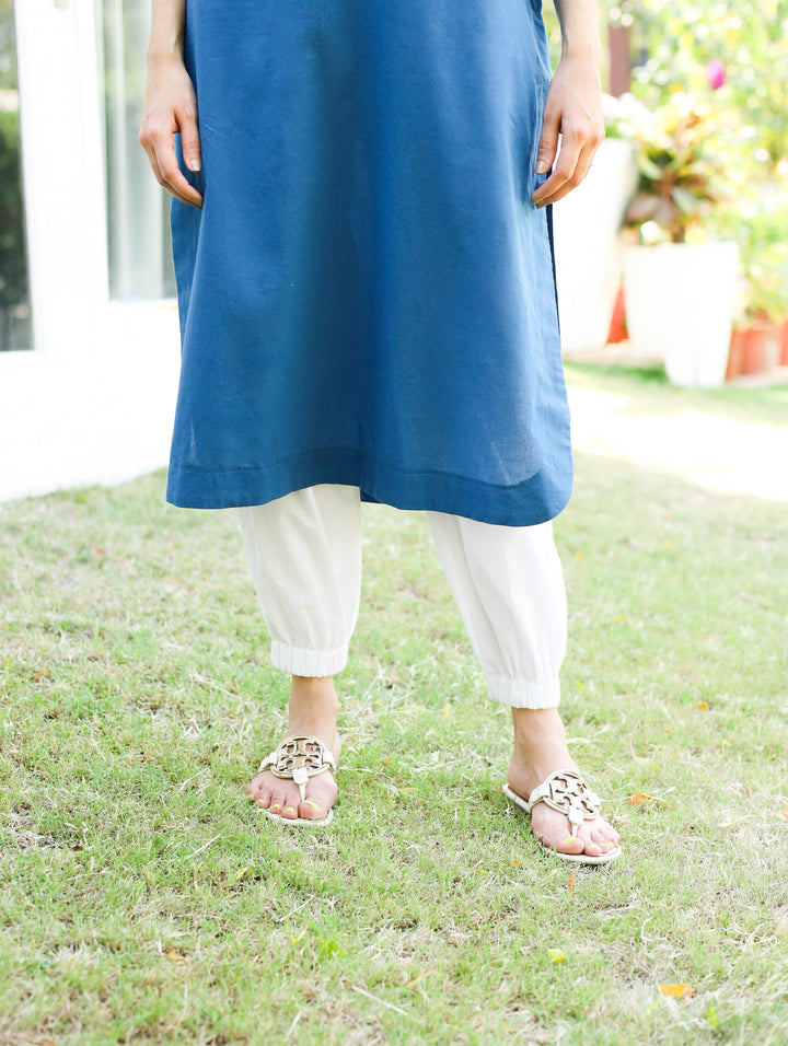 Indigo Blue Cotton Long Kurta