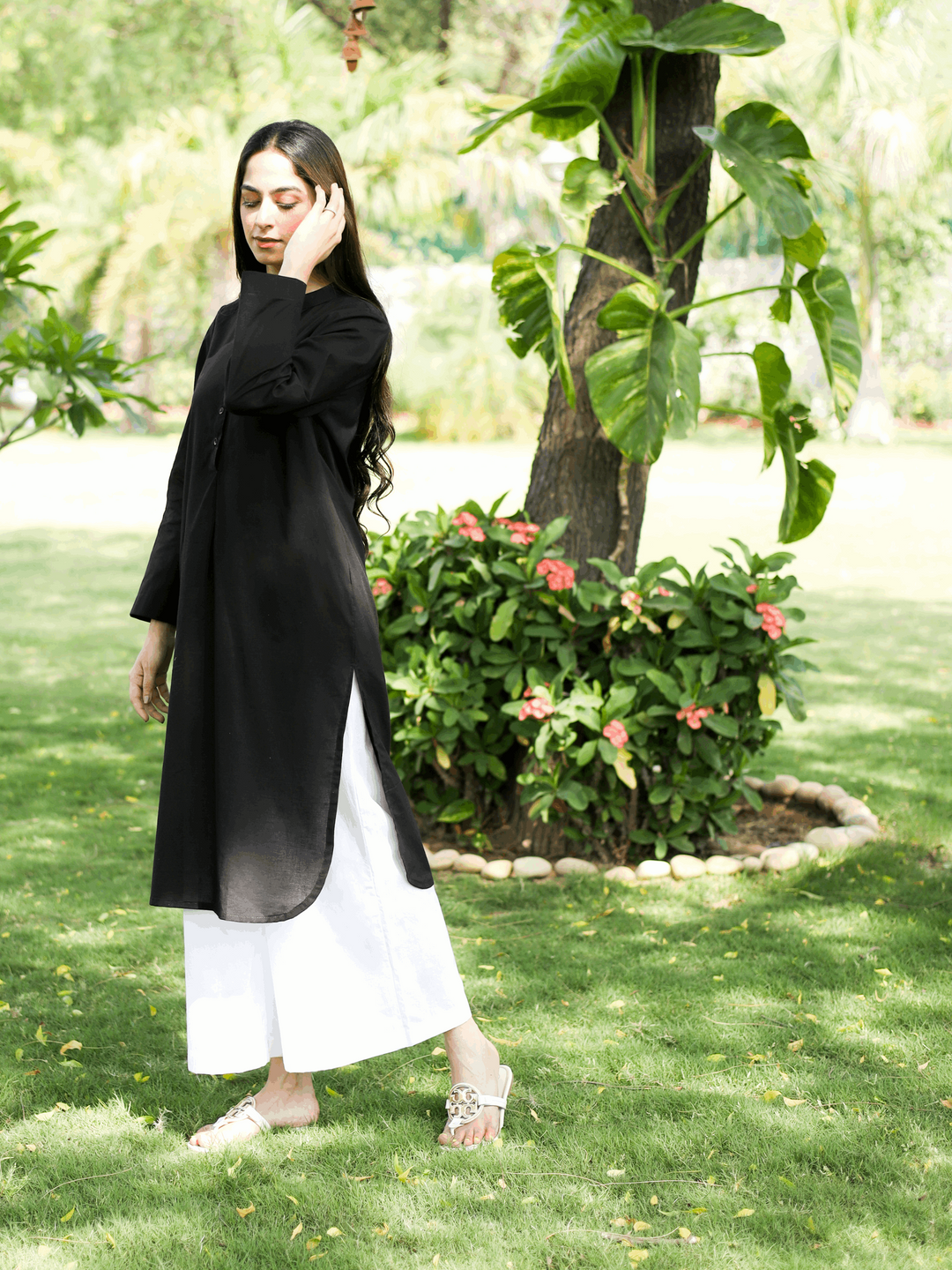 Black Cotton Kurta Set