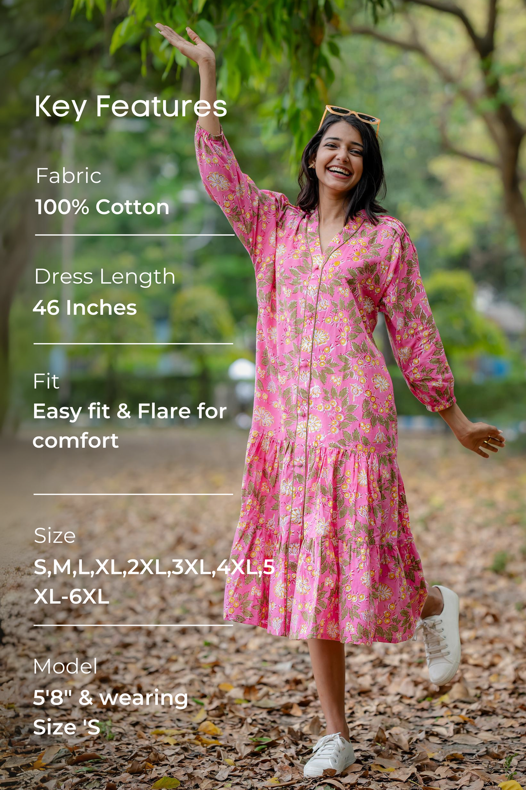 Joyful Garden Pink Raglan Midi Dress