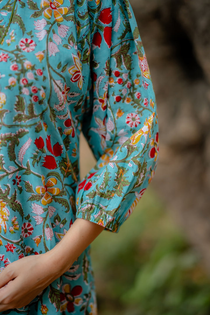 Joyful Garden Green Raglan Midi Dress