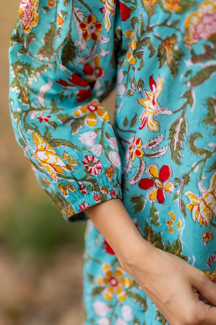 Joyful Garden Green Raglan Midi Dress