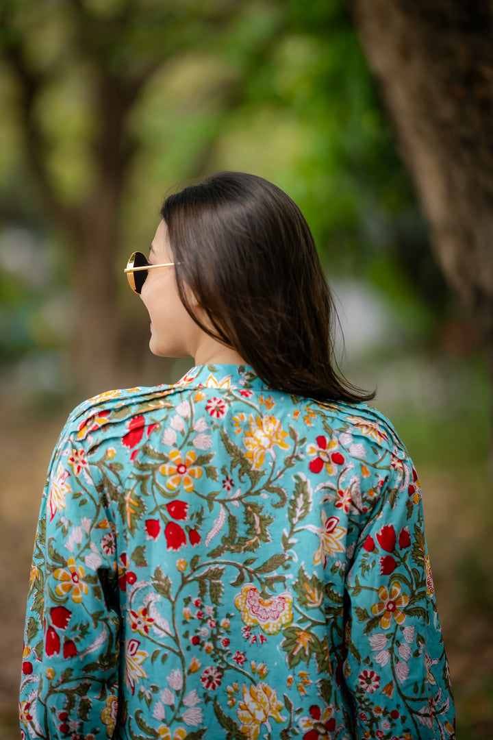 Joyful Garden Green Raglan Midi Dress