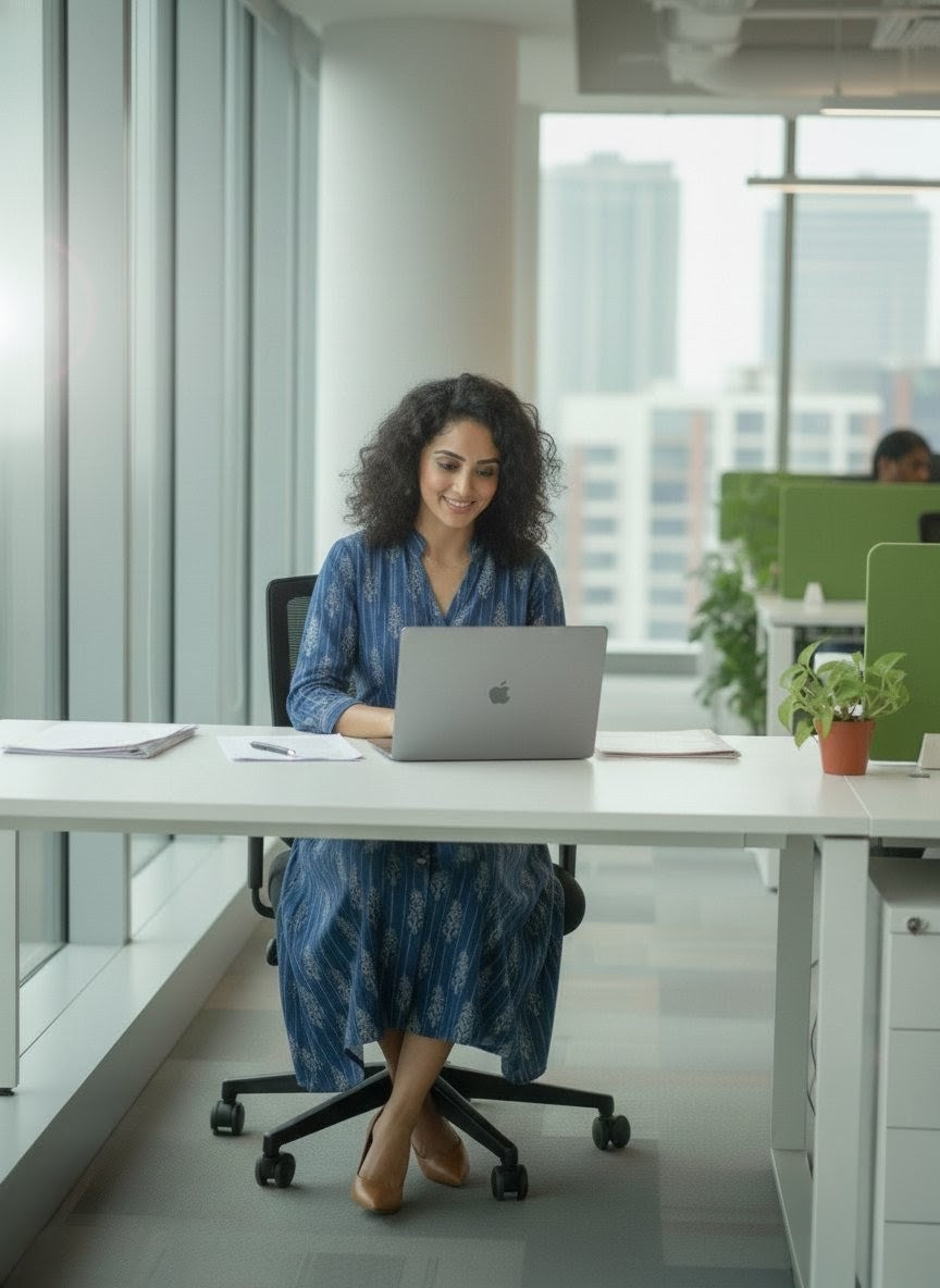 Indigo Leaf Work Dress