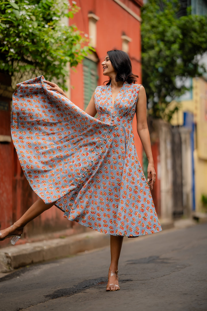 Banded Waist Cotton Dress