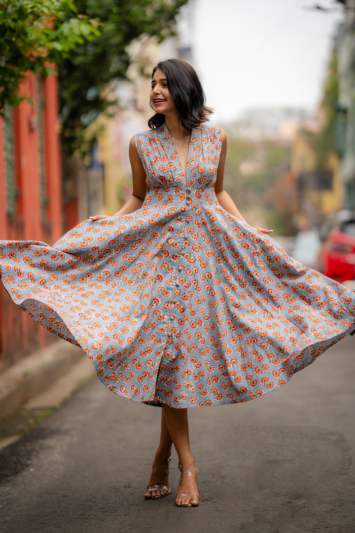 Banded Waist Cotton Dress