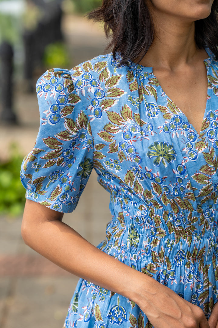 Floral cotton Smocked Waist Tiered Dress