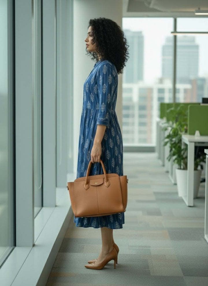 Indigo Leaf Work Dress