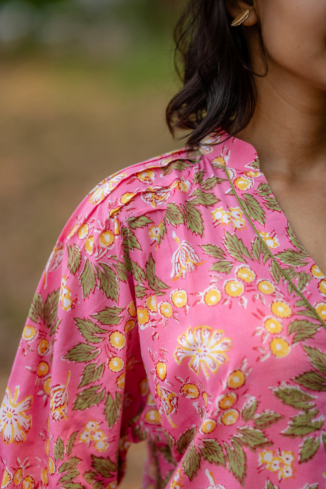 Joyful Garden Pink Raglan Midi Dress