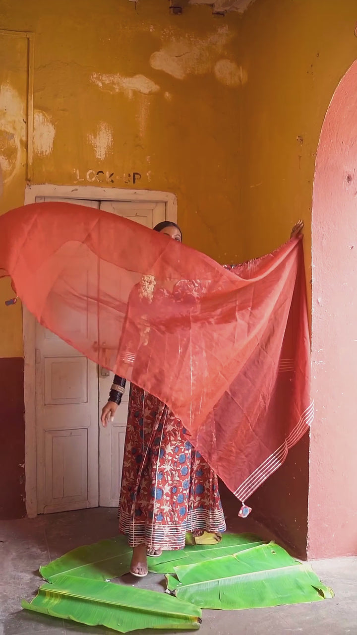 Floral Anarkali in Natural Dye